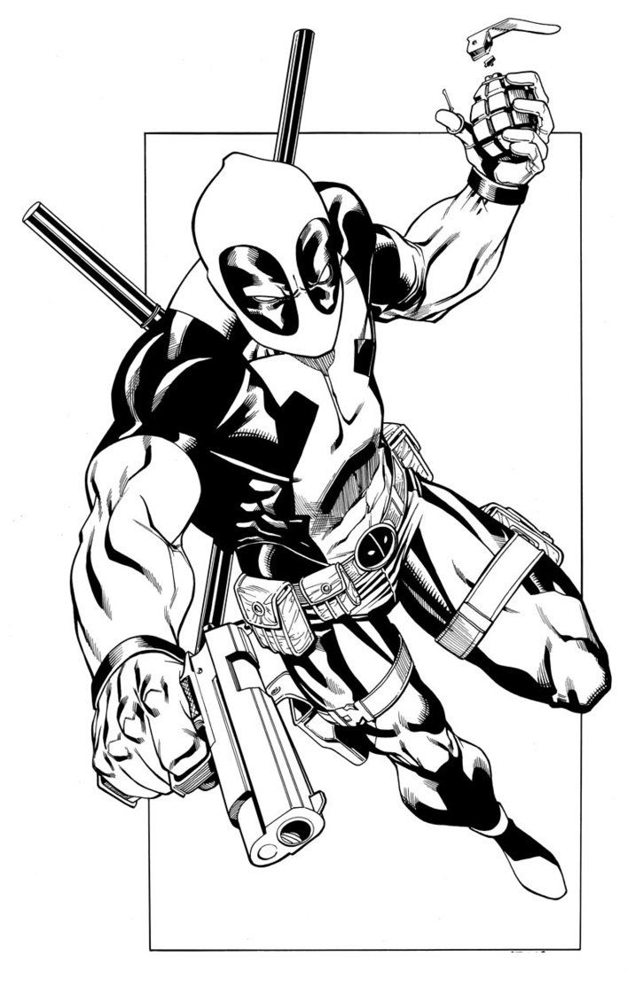 Deadpool en pleine action dans une pose dynamique Deadpool en pleine action dans une pose dynamique