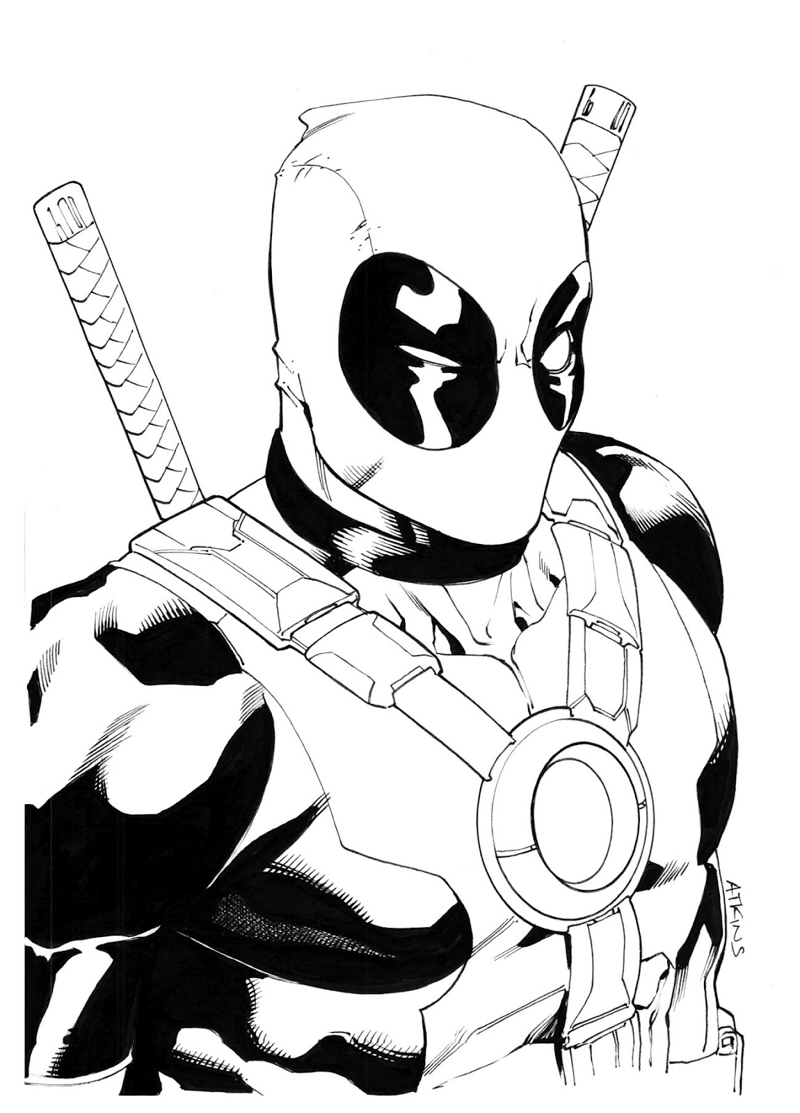 Deadpool en pleine action avec ses accessoires iconiques