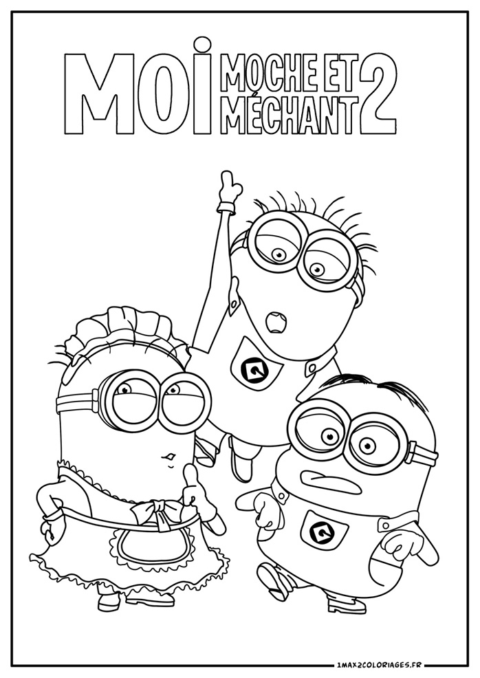 Un coloriage des personnages de "Moi, Moche et Méchant" en pleine action