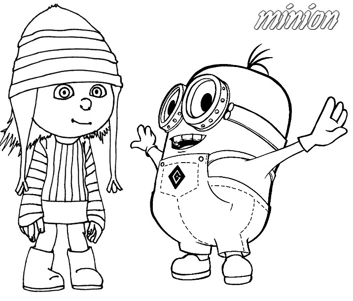 Coloriage d'un personnage de "Détestable Moi" avec des éléments de décor