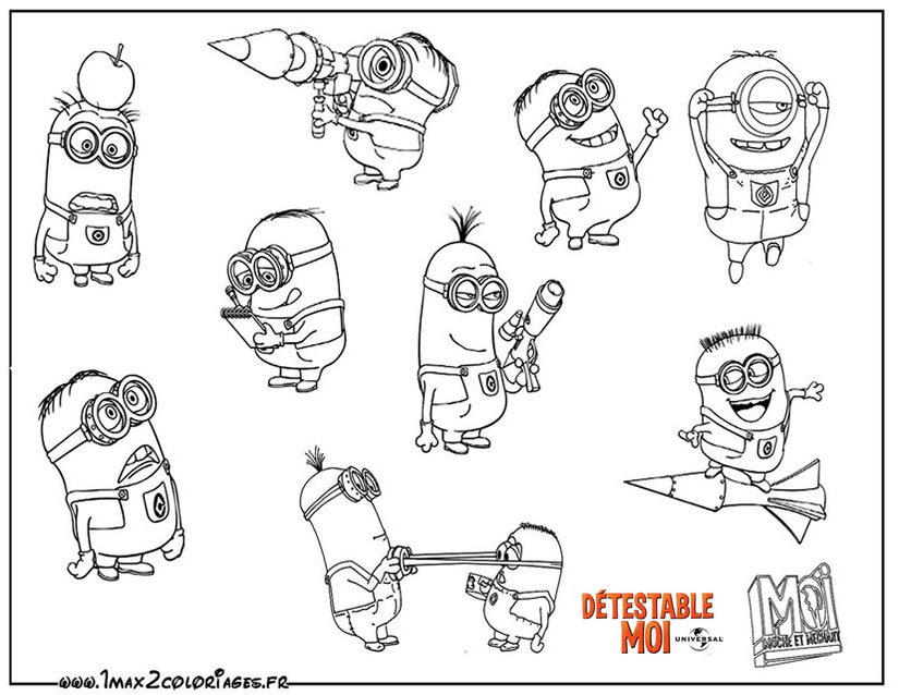 Minion joyeux en pleine activité de coloriage