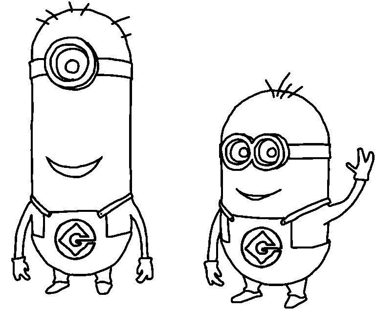 Coloriage de personnages du film Moi, Moche et Méchant avec des éléments de décor