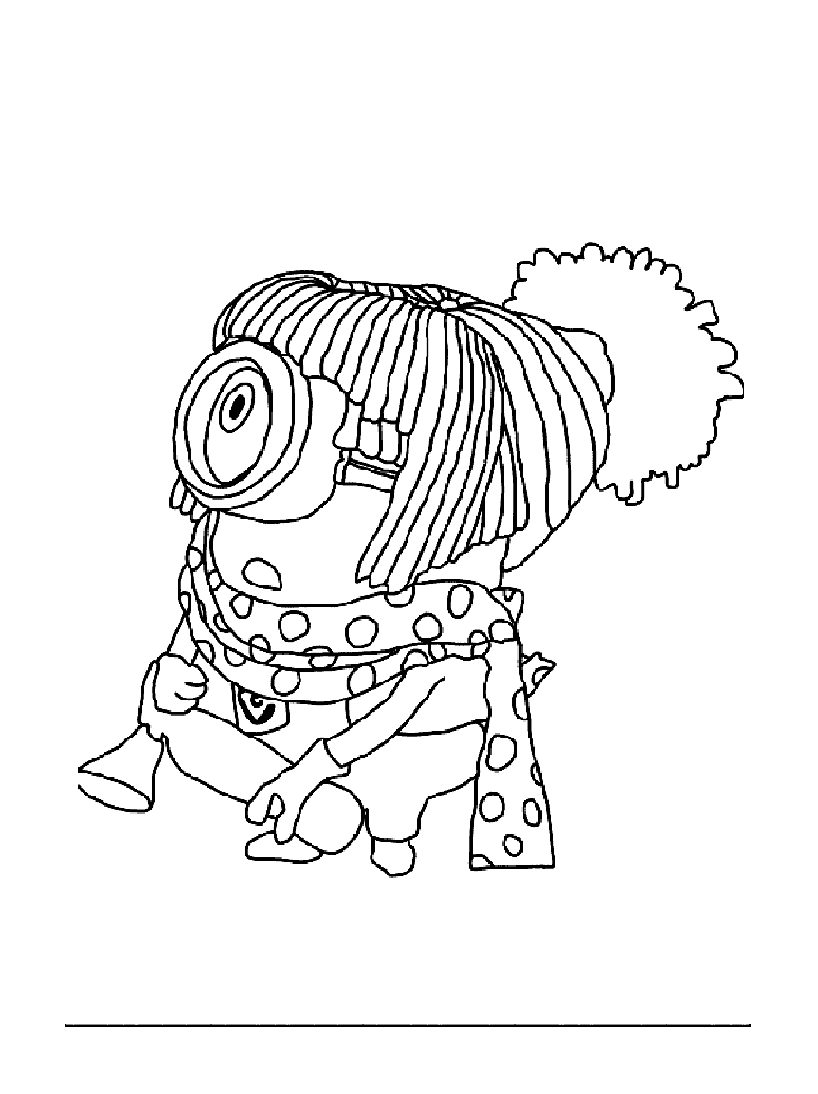 Coloriage d'un personnage de "Détestable Moi" avec des accessoires amusants