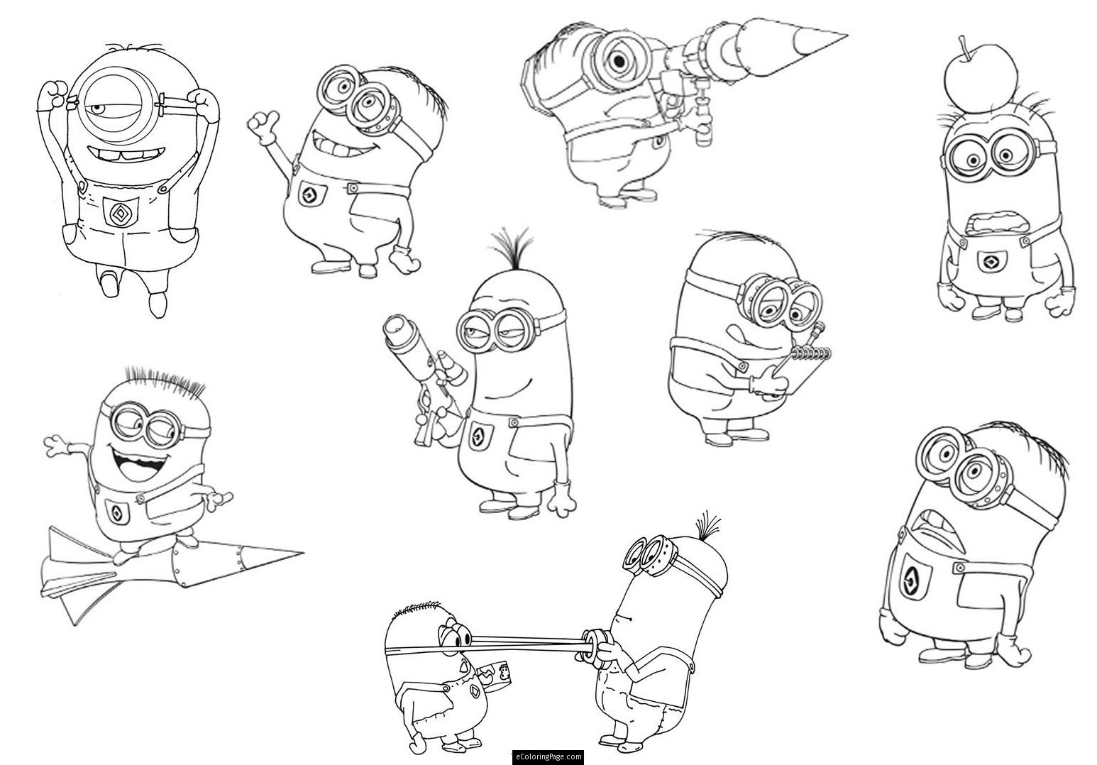 Coloriage de personnages de "Moi, Moche et Méchant" en pleine activité