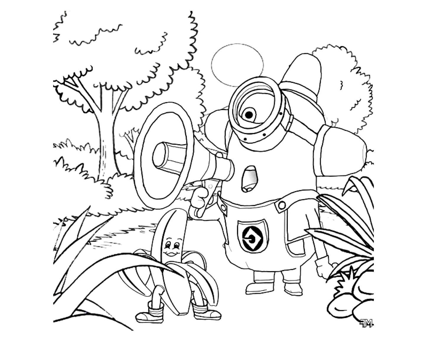 Coloriage de personnages du film "Détestable Moi" en pleine aventure