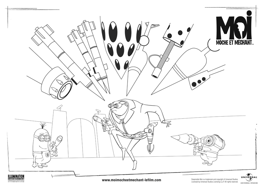 Coloriage d'un personnage de "Détestable Moi" en pleine action