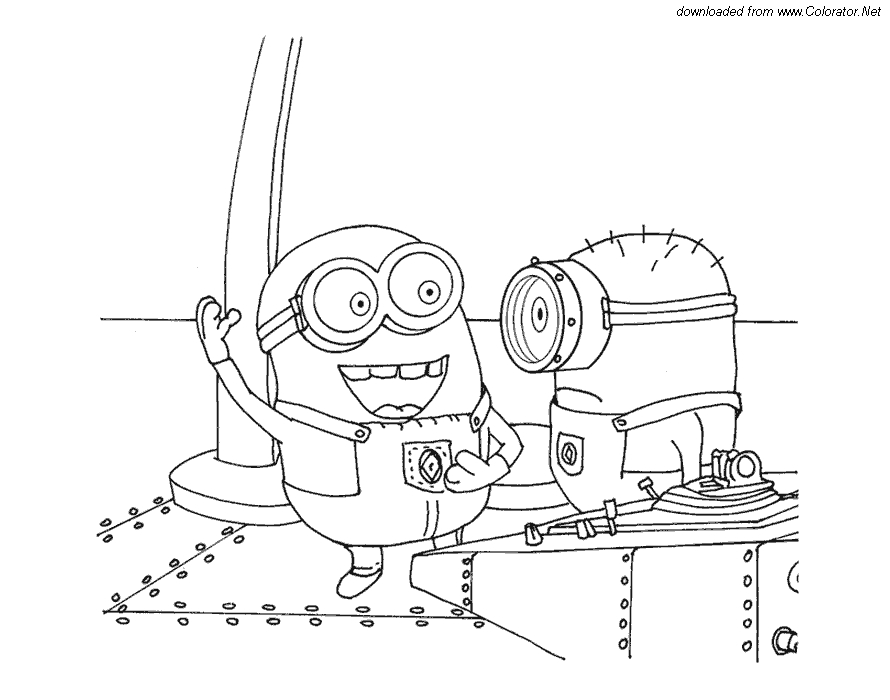 Coloriage d’un personnage des Minions en pleine action