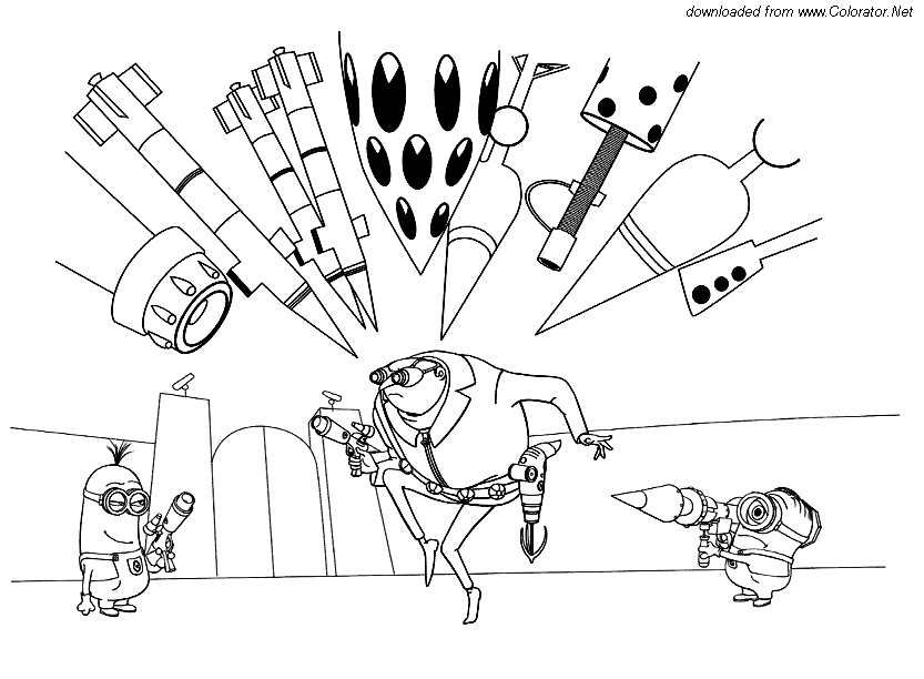 Personnages de "Détestable Moi" en pleine aventure de coloriage