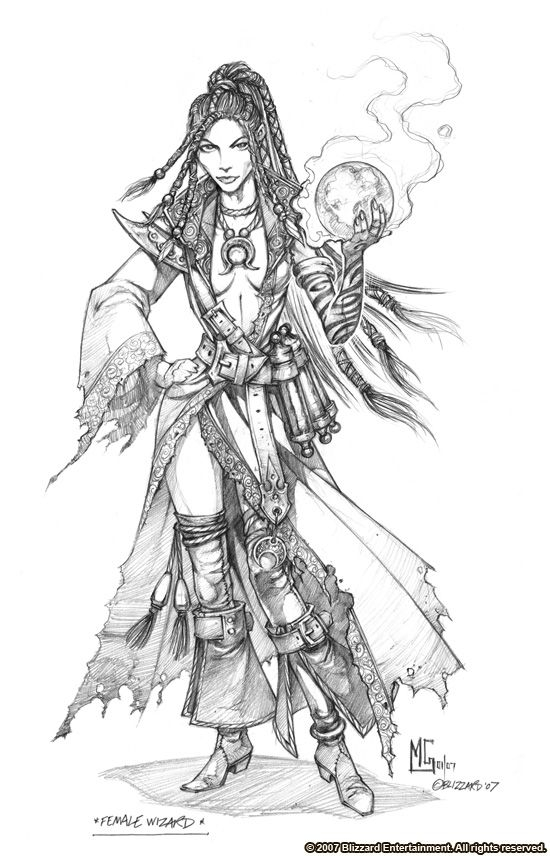 Coloriage de Diablo avec son trident dans un décor énigmatique