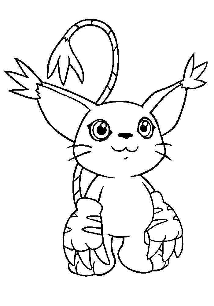 Coloriage d'un Digimon en pleine action dans un décor dynamique