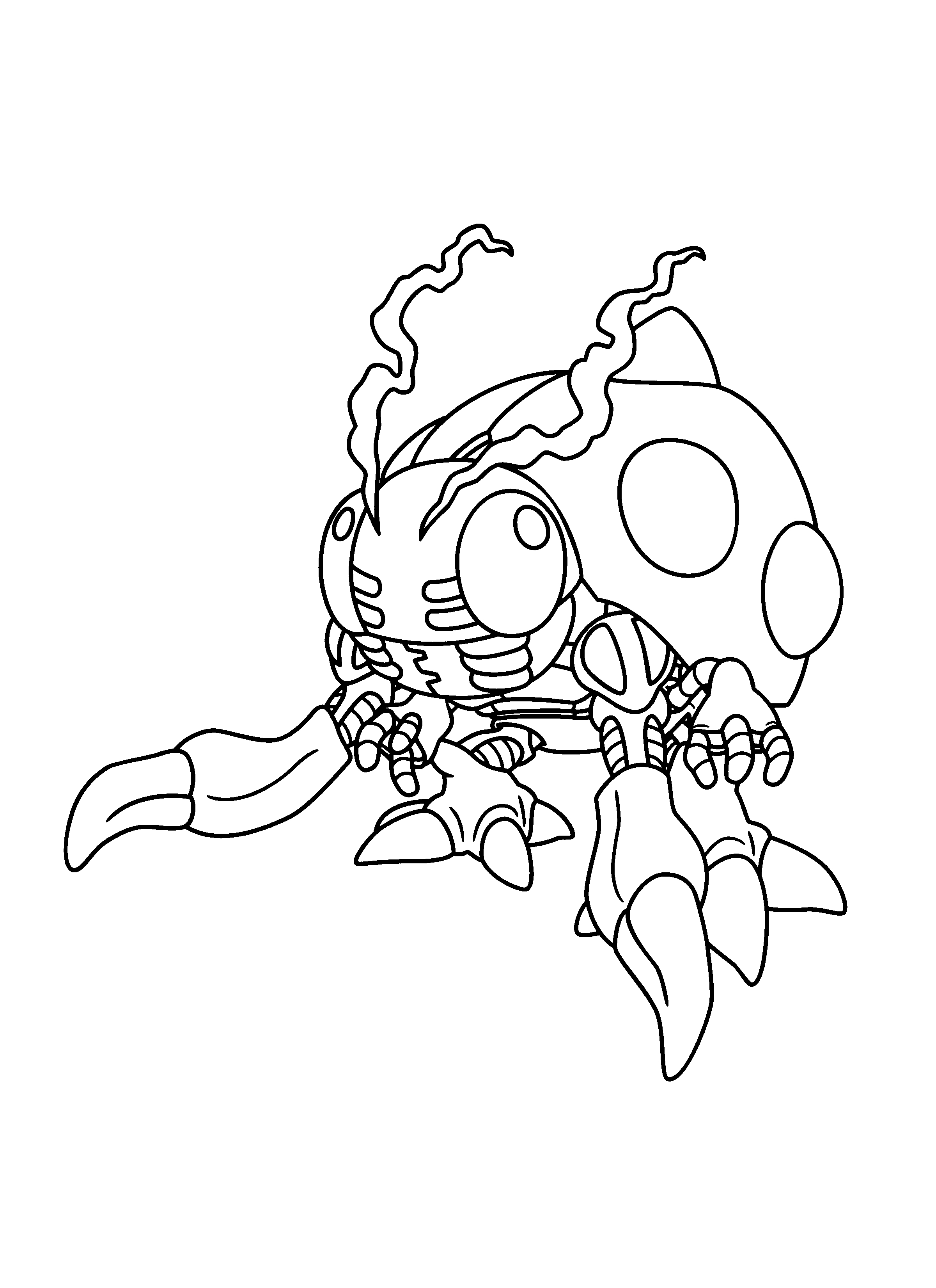 Coloriage d'un Digimon en pleine action dans un décor naturel