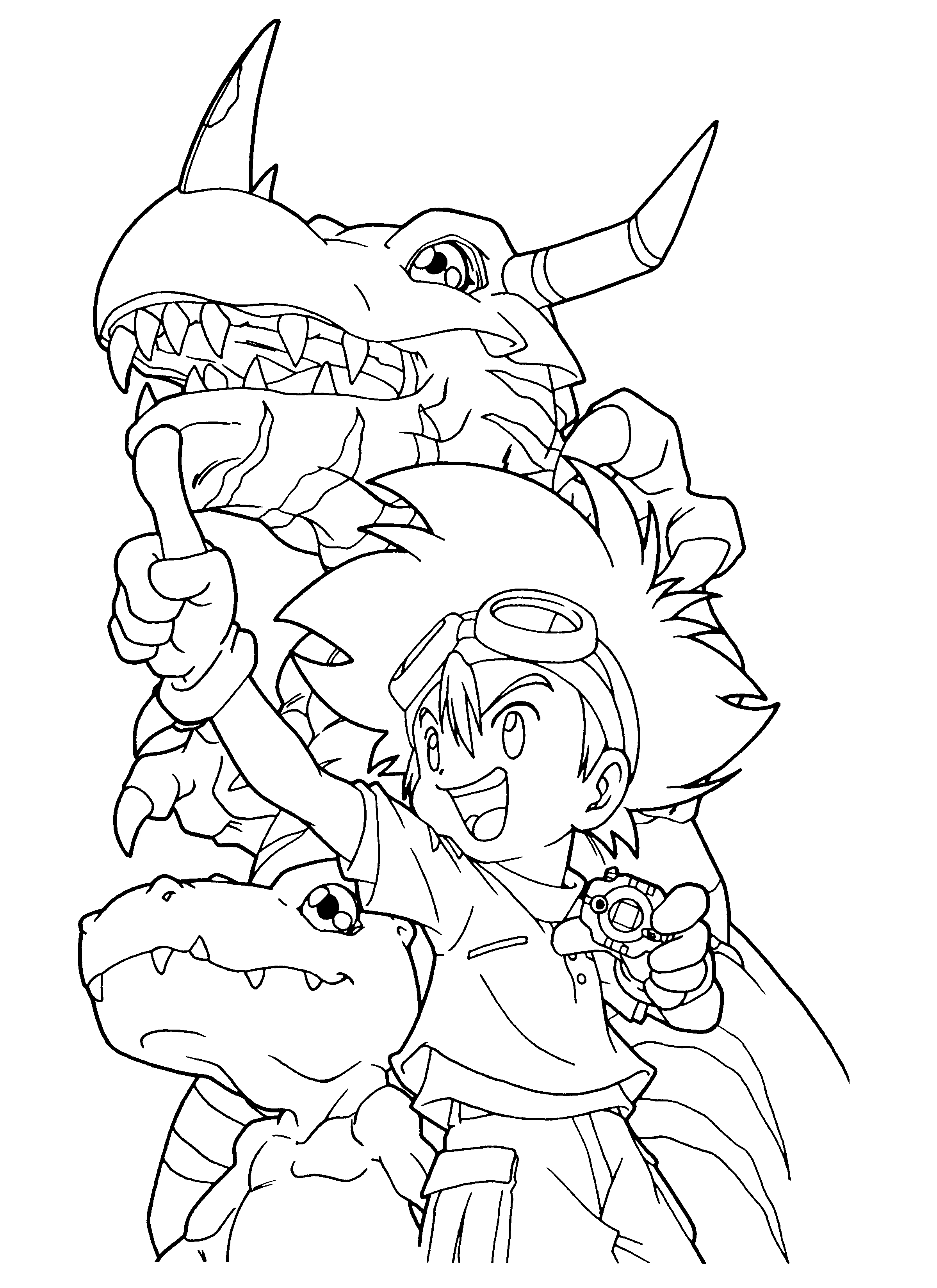 Un digimon en pleine action dans un décor dynamique