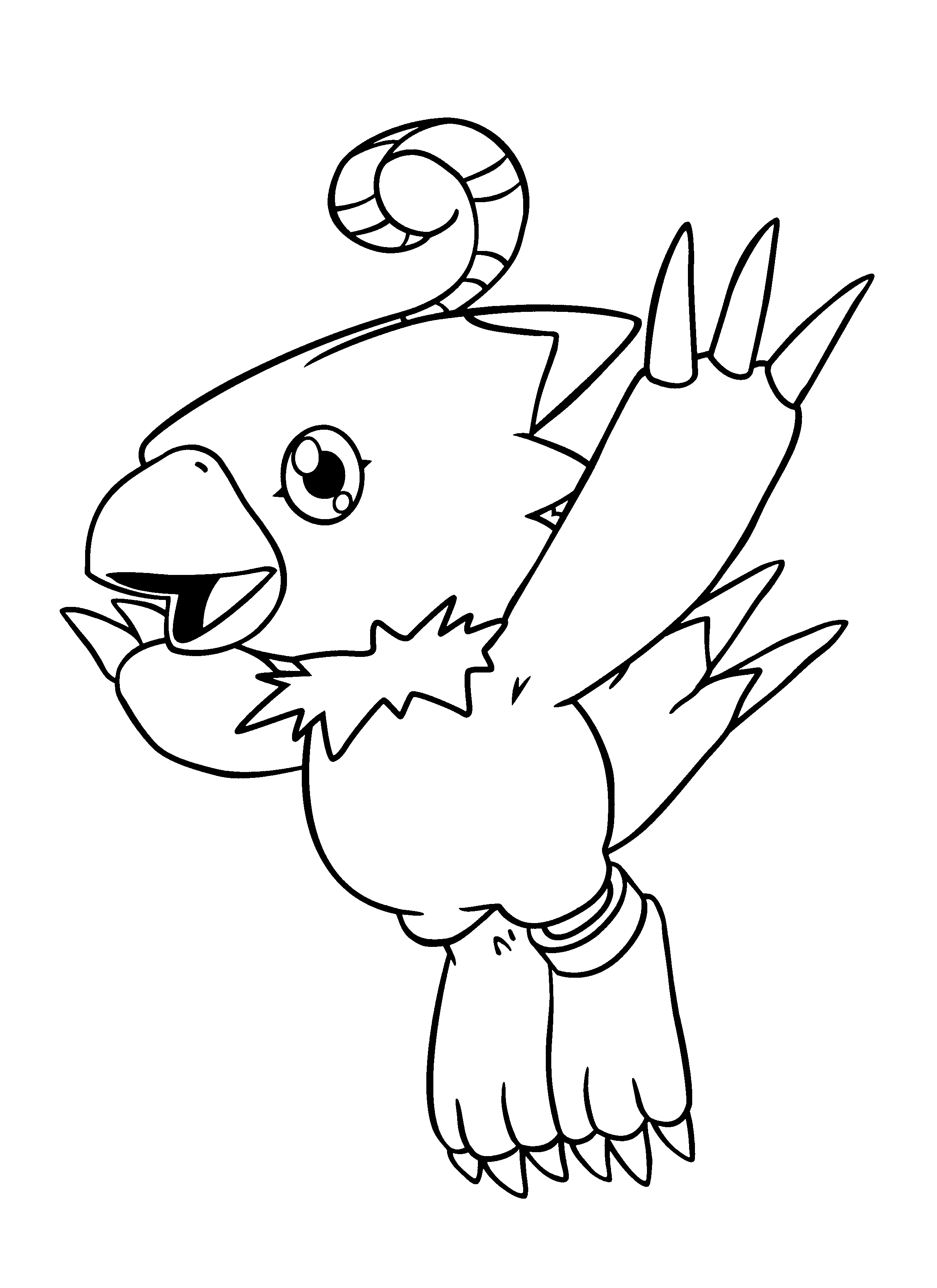 Un digimon en pleine action sur fond de nature