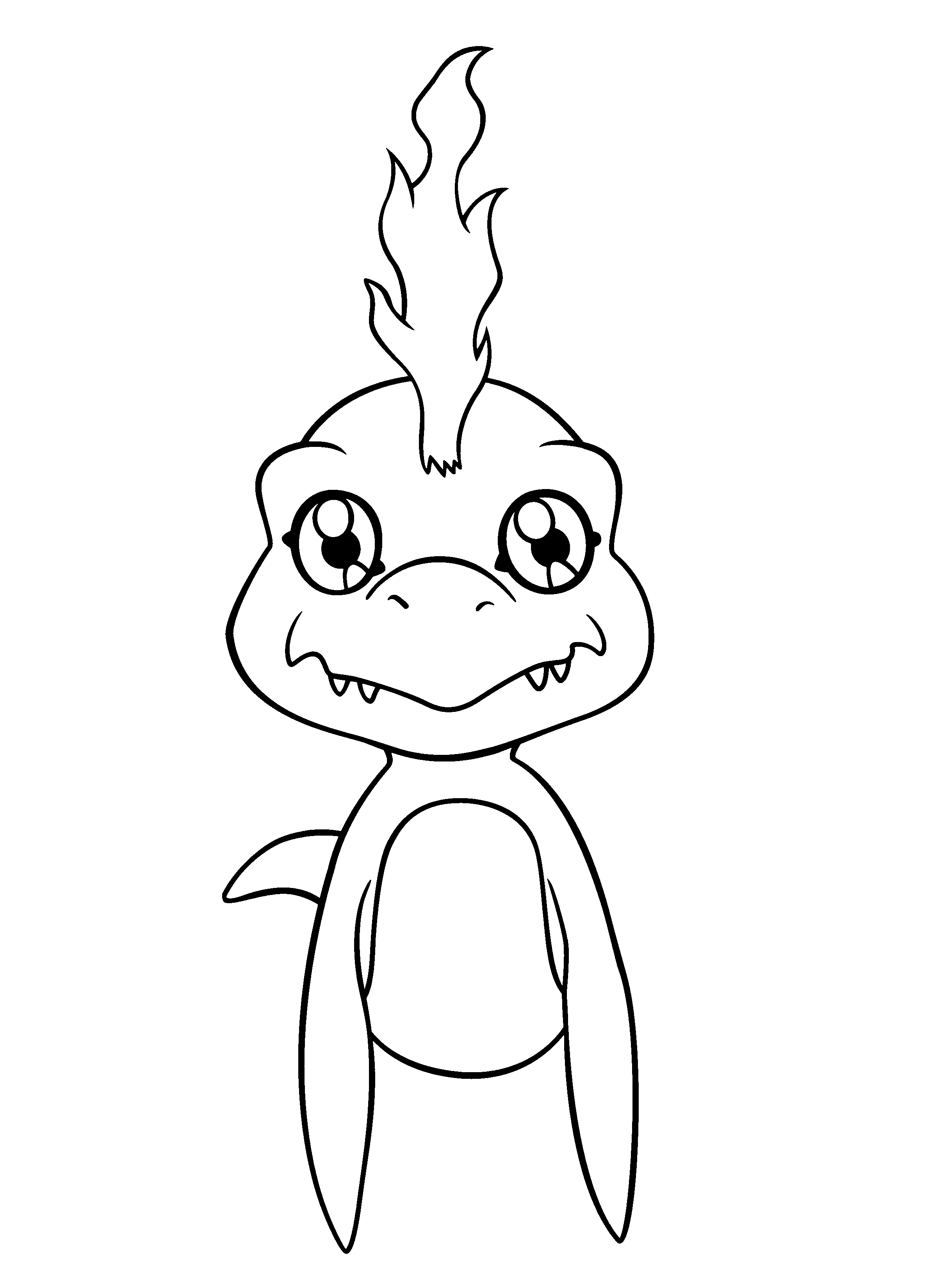 Coloriage d'un Digimon en pleine action dans un décor naturel