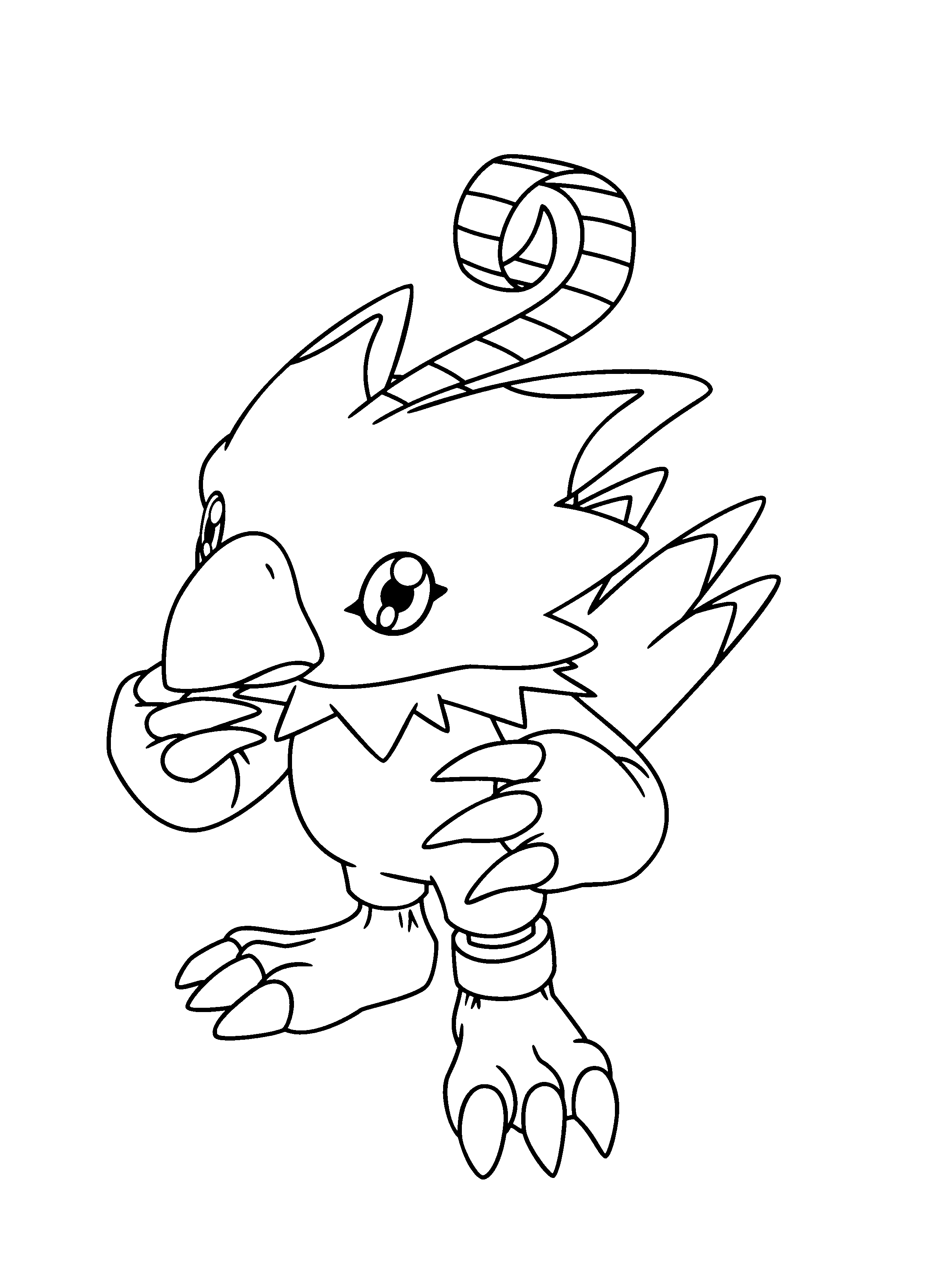 Coloriage de Digimon en pleine action dans un paysage dynamique