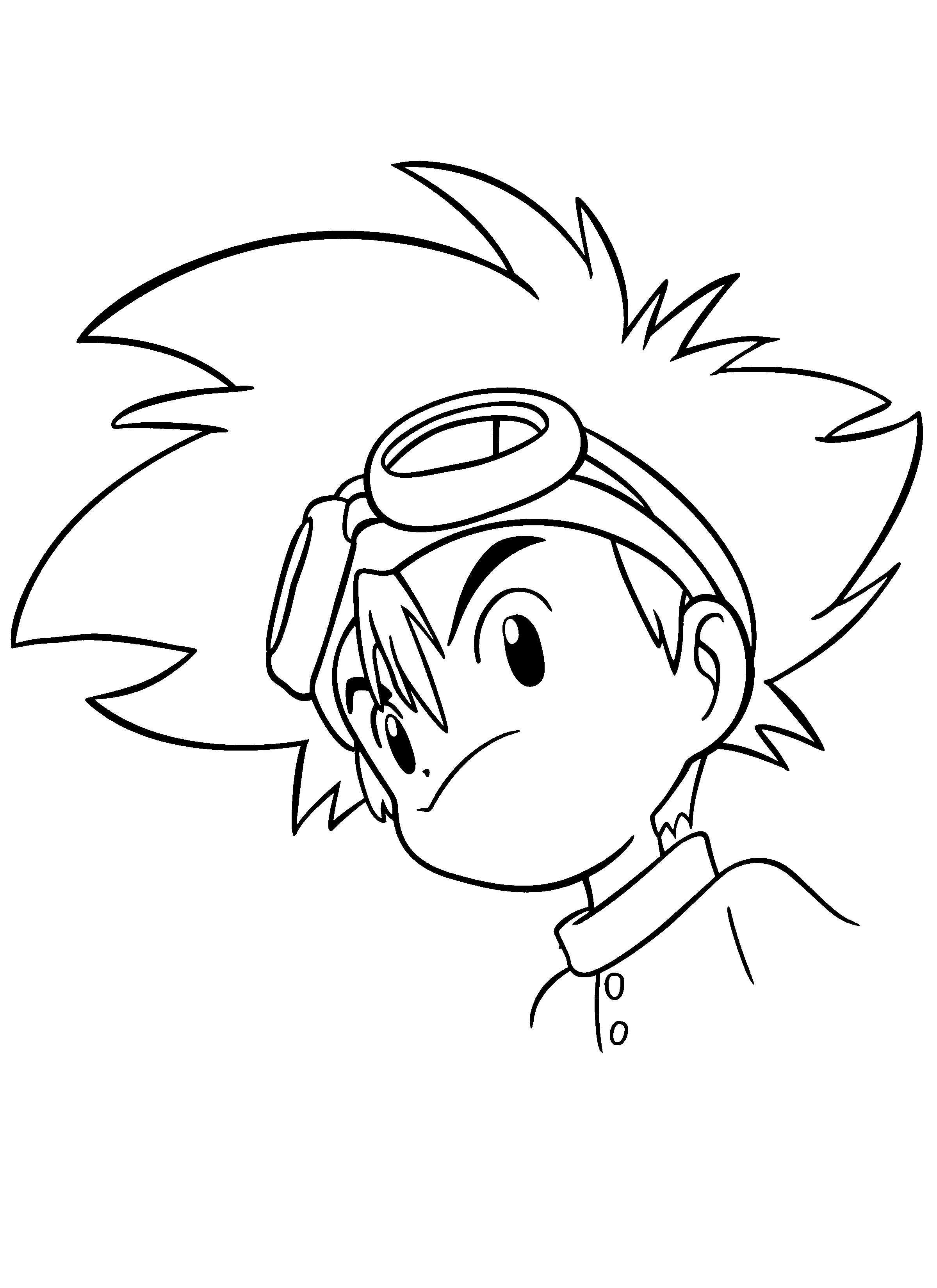 Coloriage de Digimon avec un personnage en pleine action