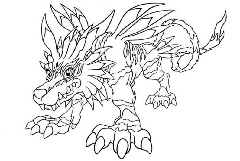 Un digimon en pleine action sur fond dynamique