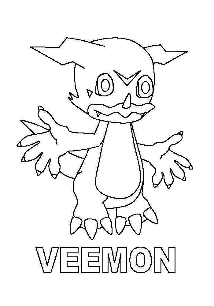 Coloriage de Digimon en action dans un paysage dynamique