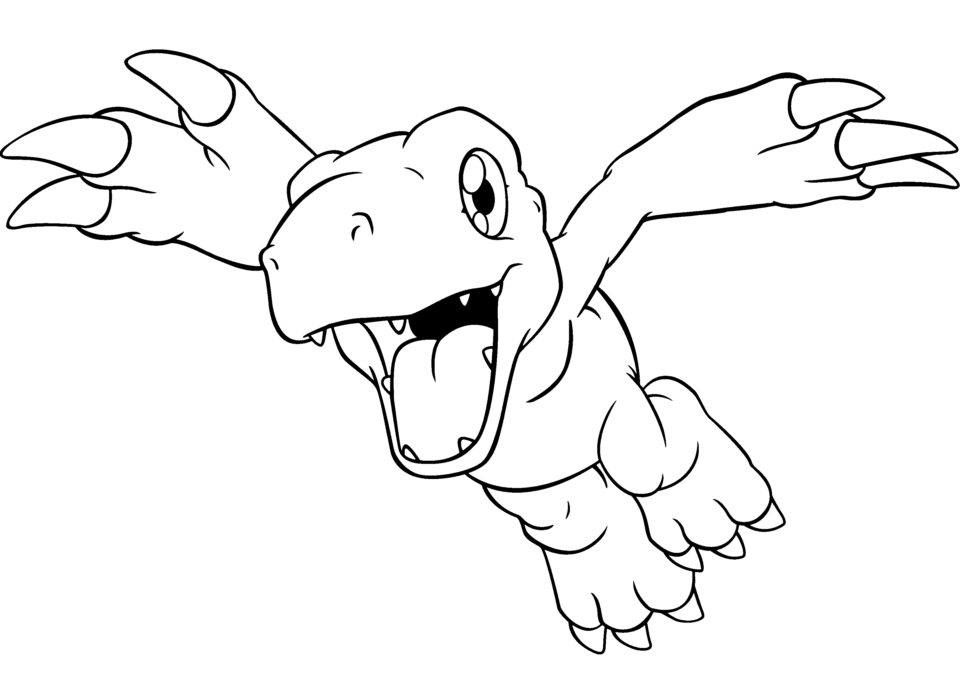 Coloriage d'un digimon dans un paysage dynamique