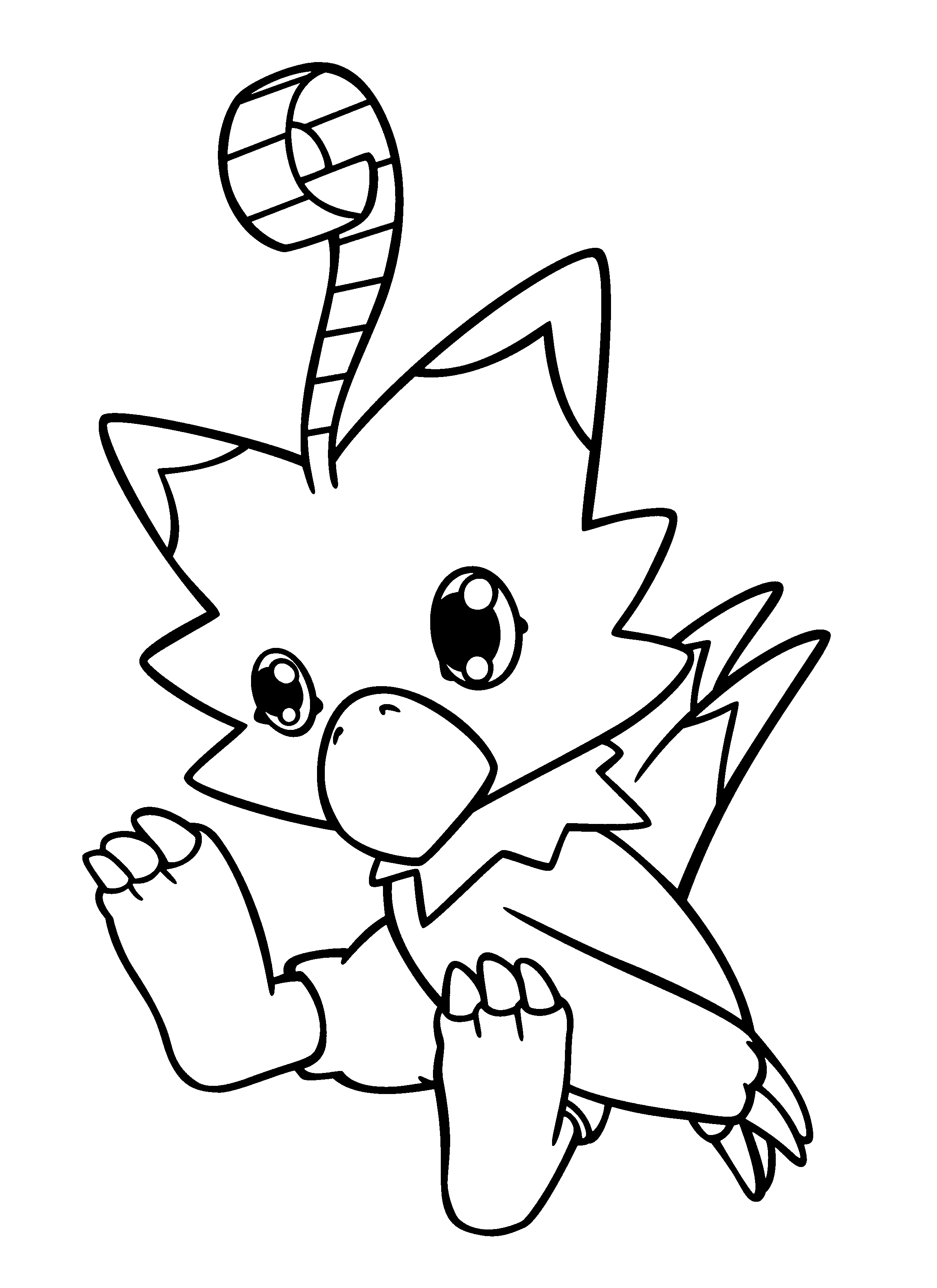 Coloriage de Digimon en pleine action dans un décor dynamique