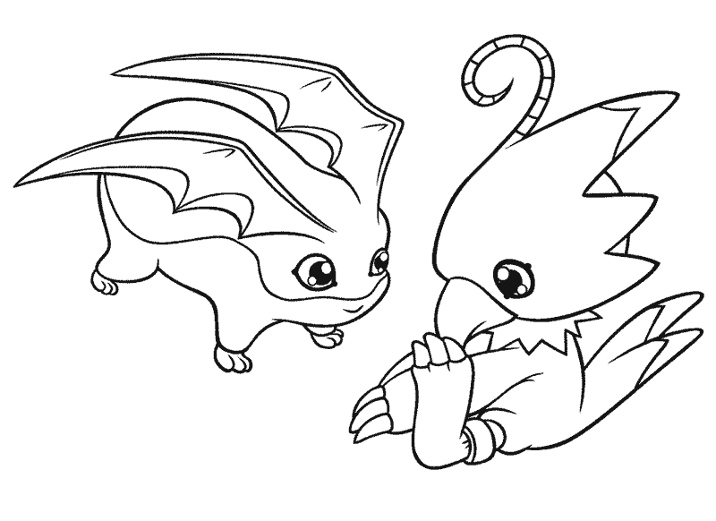 Un digimon en pleine action sur fond dynamique