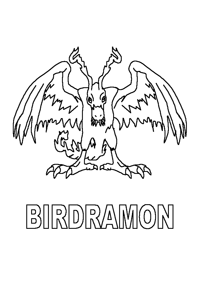 Coloriage de Digimon en pleine action dans un décor fantastique