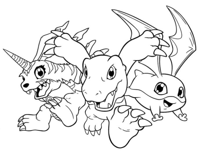 Coloriage d'un Digimon en pleine action dans un décor naturel Coloriage d'un Digimon en pleine action dans un décor naturel