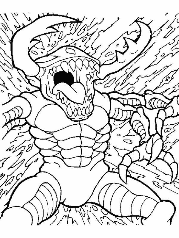Coloriage d'un personnage de Digimon en pleine action