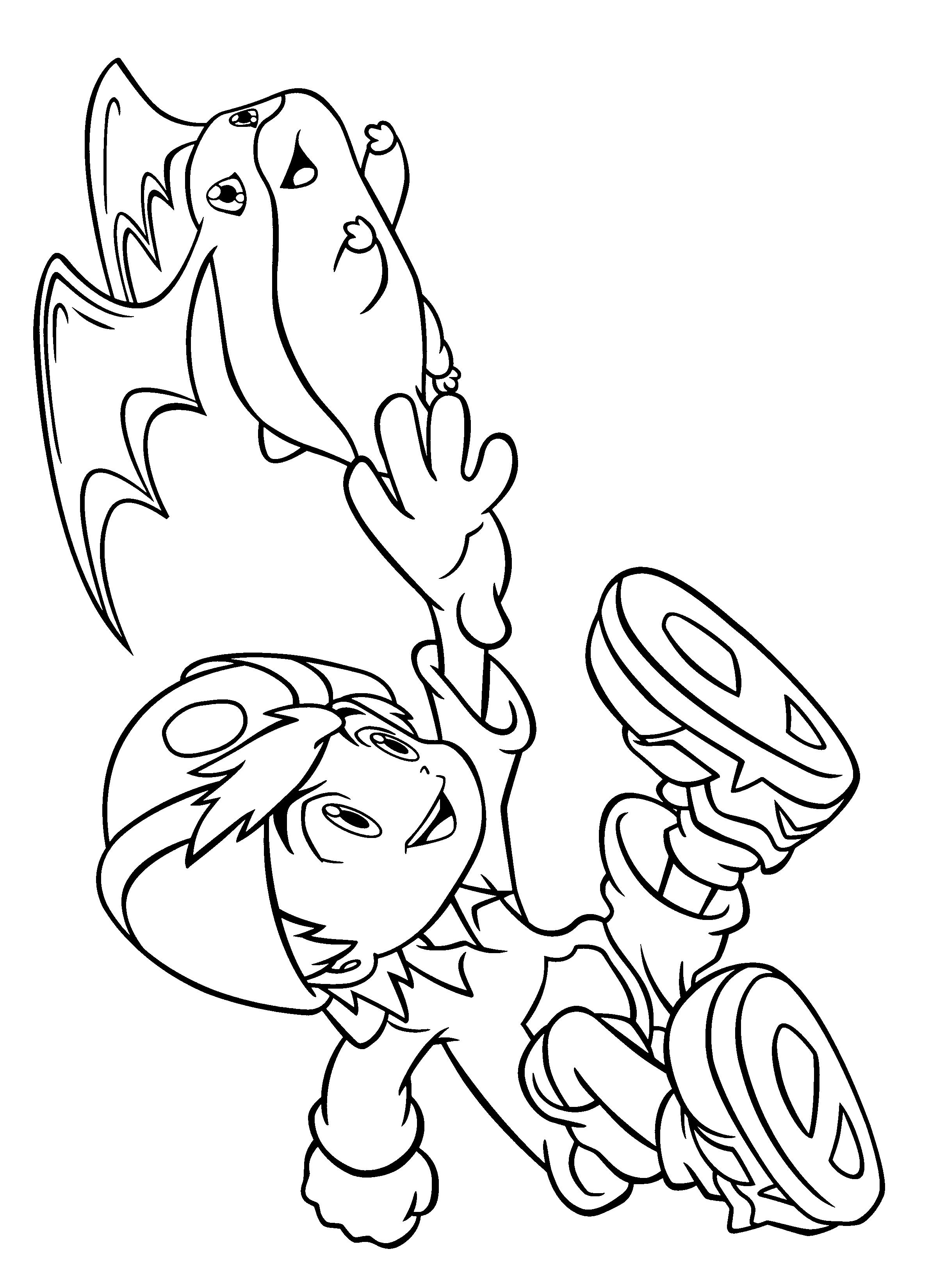 Coloriage d'un Digimon en pleine action dans un décor dynamique