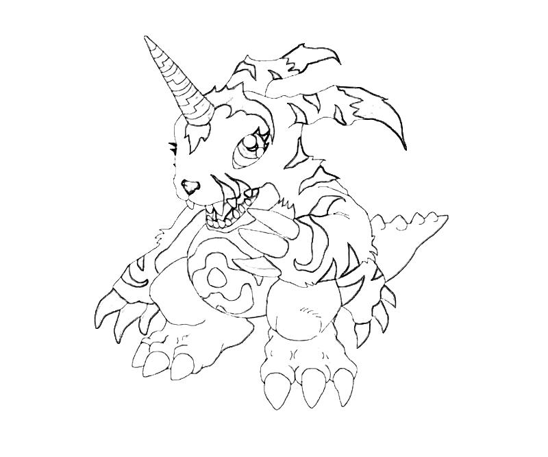 Coloriage d'un personnage de Digimon en pleine action dans un décor simple