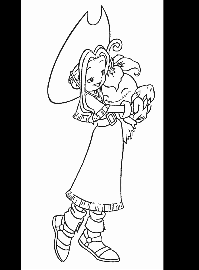Coloriage de Digimon en pleine action dans un décor dynamique