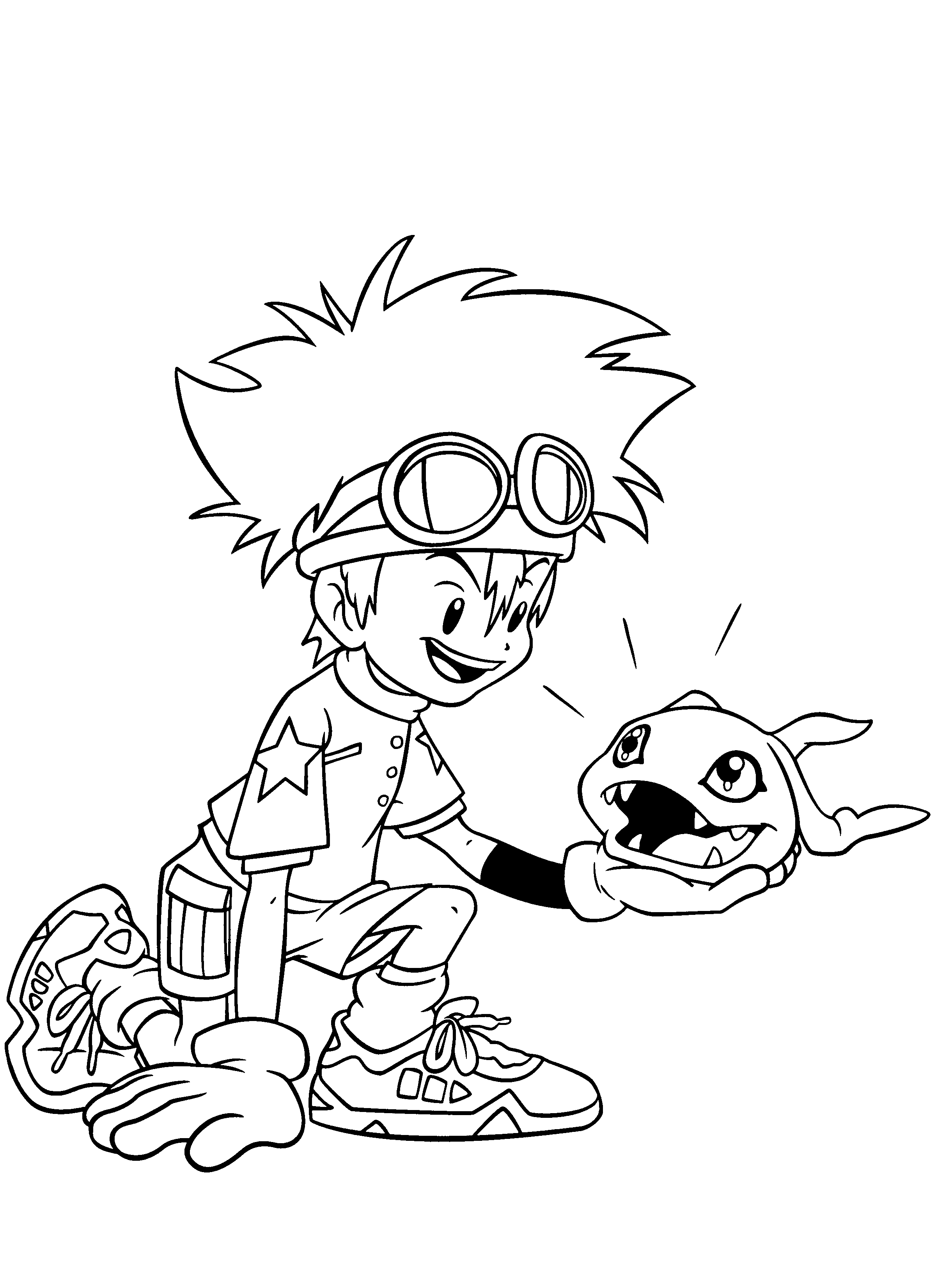 Un Digimon en pleine action dans un décor dynamique