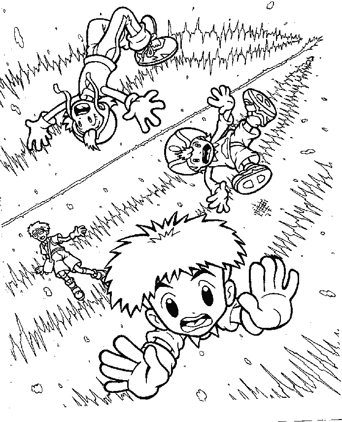Un digimon en pleine action dans un décor futuriste