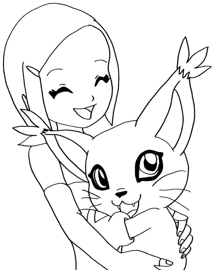 Coloriage d'un personnage Digimon en pleine action dans un décor dynamique