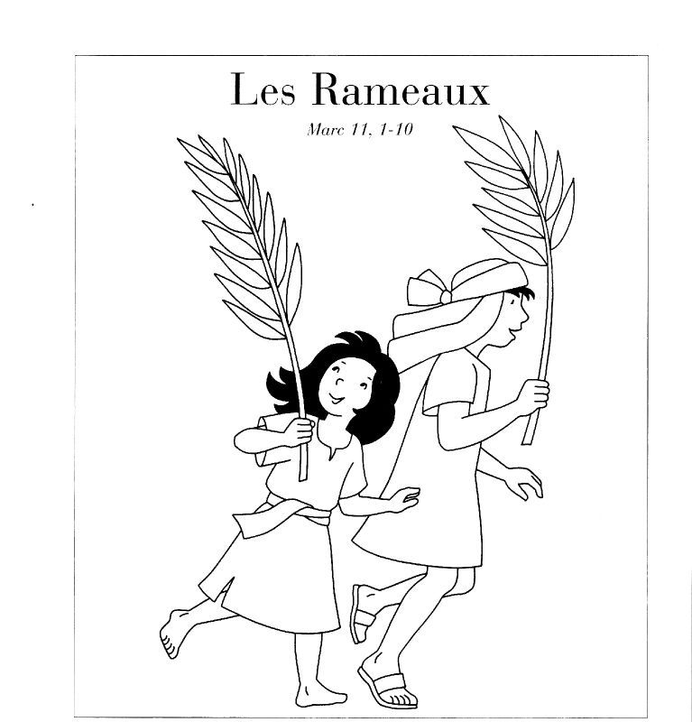 Scène de dimanche des rameaux avec des enfants et des palmes Scène de dimanche des rameaux avec des enfants et des palmes