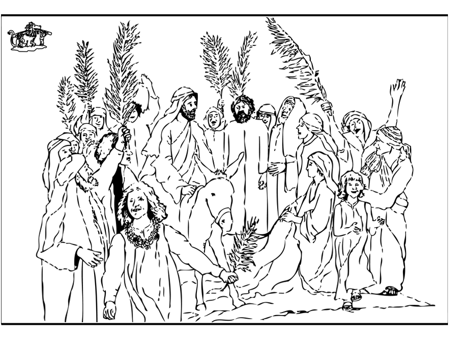Scène de la célébration du dimanche des rameaux avec une procession joyeuse