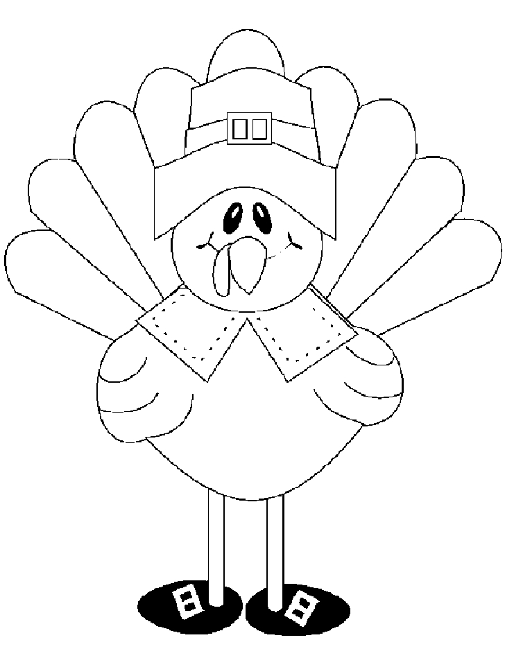 Un coloriage de dinde entourée de feuillage automnal