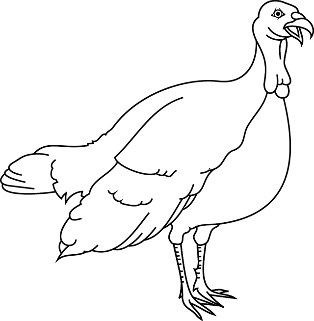 Coloriage d'une dinde en pleine nature avec des détails charmants