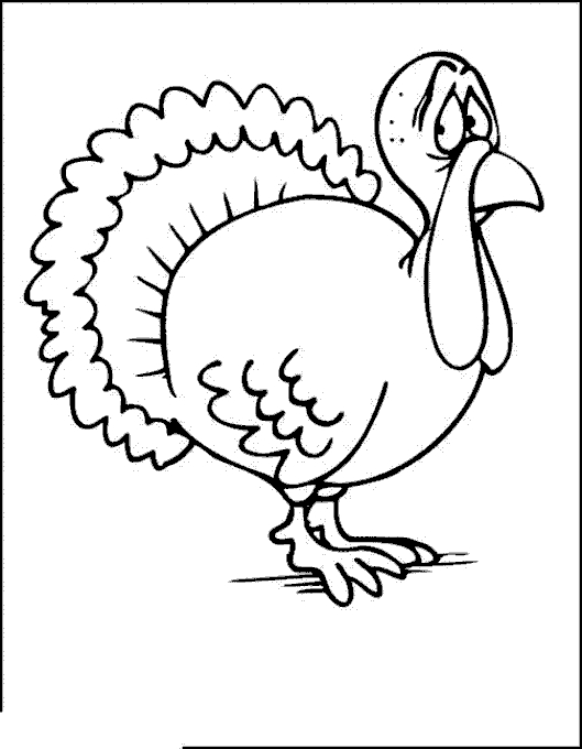 Coloriage d'une dinde aux plumes épanouies dans un décor automnal