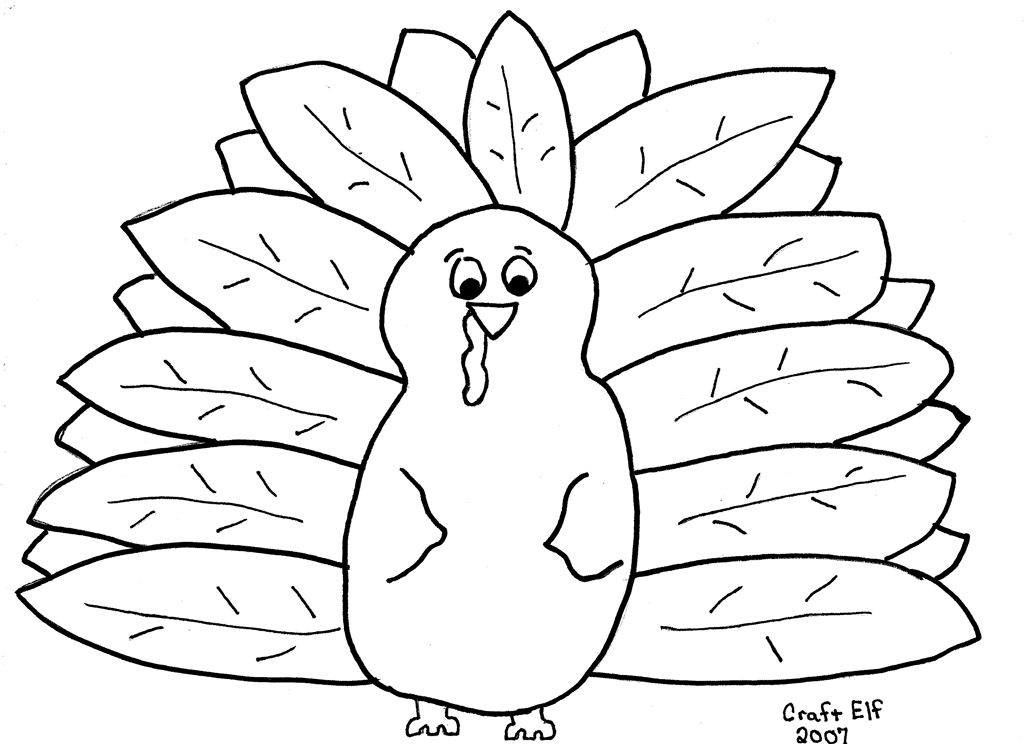Coloriage d'une dinde décorée pour Thanksgiving sur fond naturel