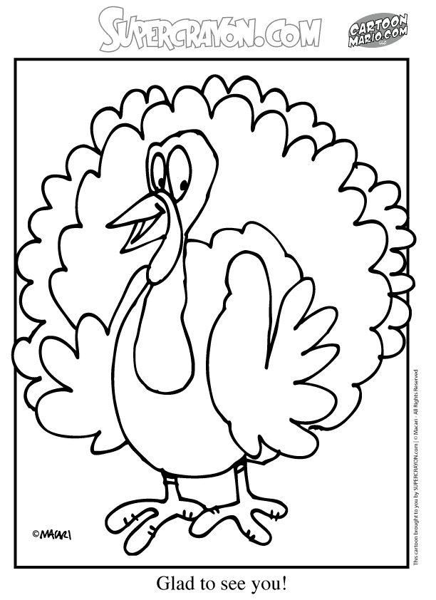 Coloriage d'une dinde élégante entourée de motifs festifs