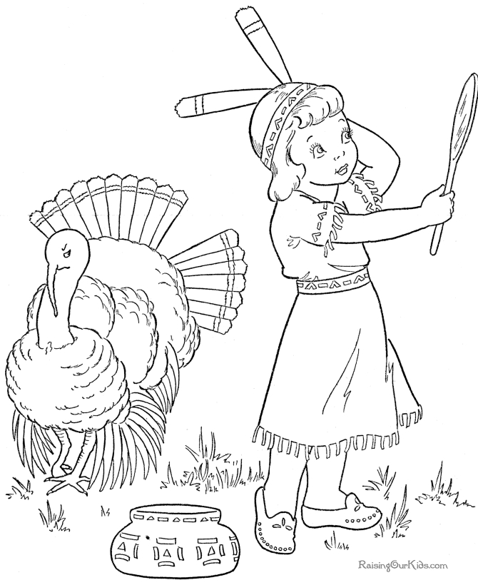 Coloriage d'une dinde festive en pleine nature