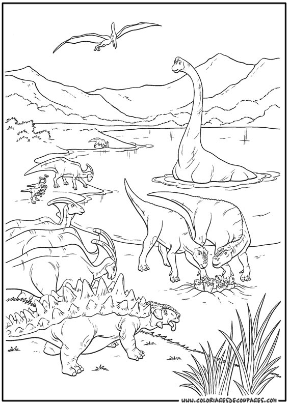 Un dinosaure joyeux explorant un paysage préhistorique