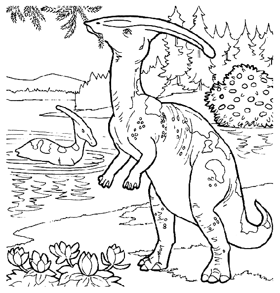 Un dinosaure joyeux explorant une vallée préhistorique
