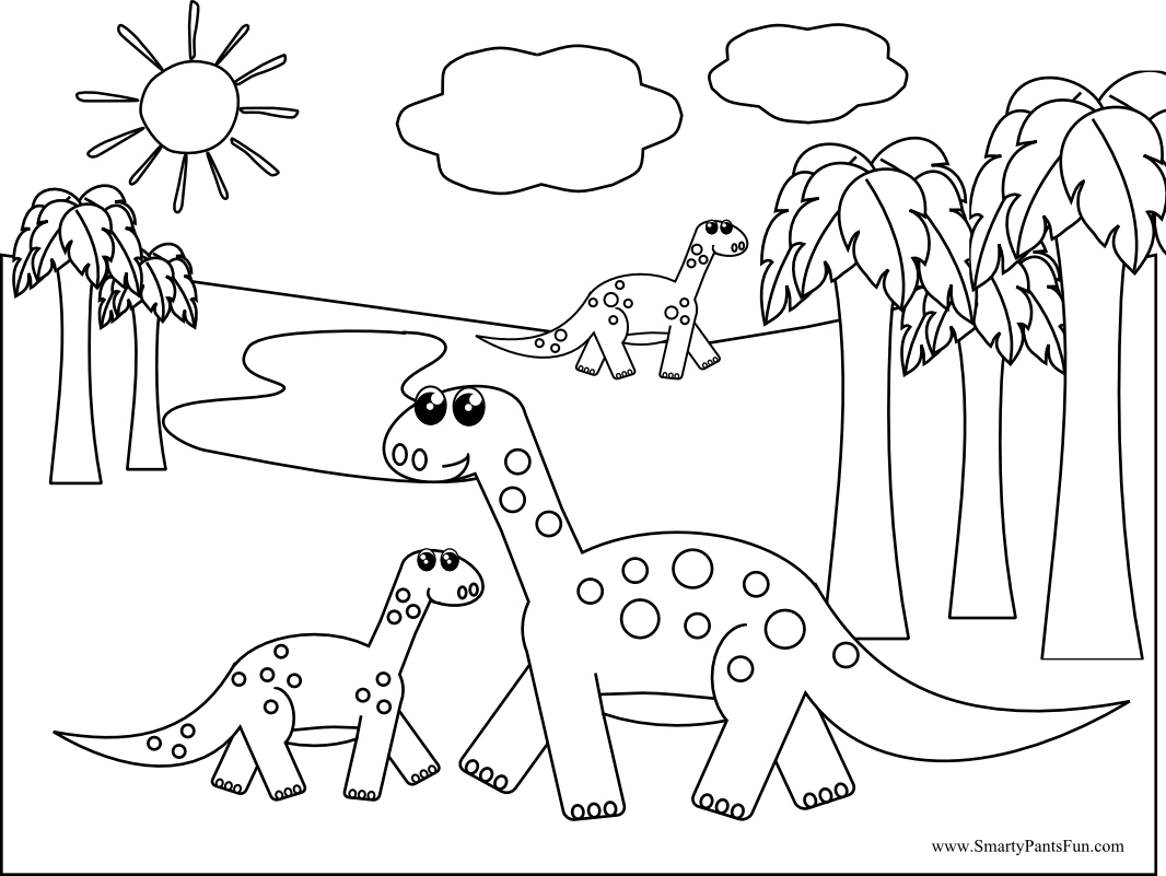 Un dinosaure amusant explorant un paysage préhistorique Un dinosaure amusant explorant un paysage préhistorique