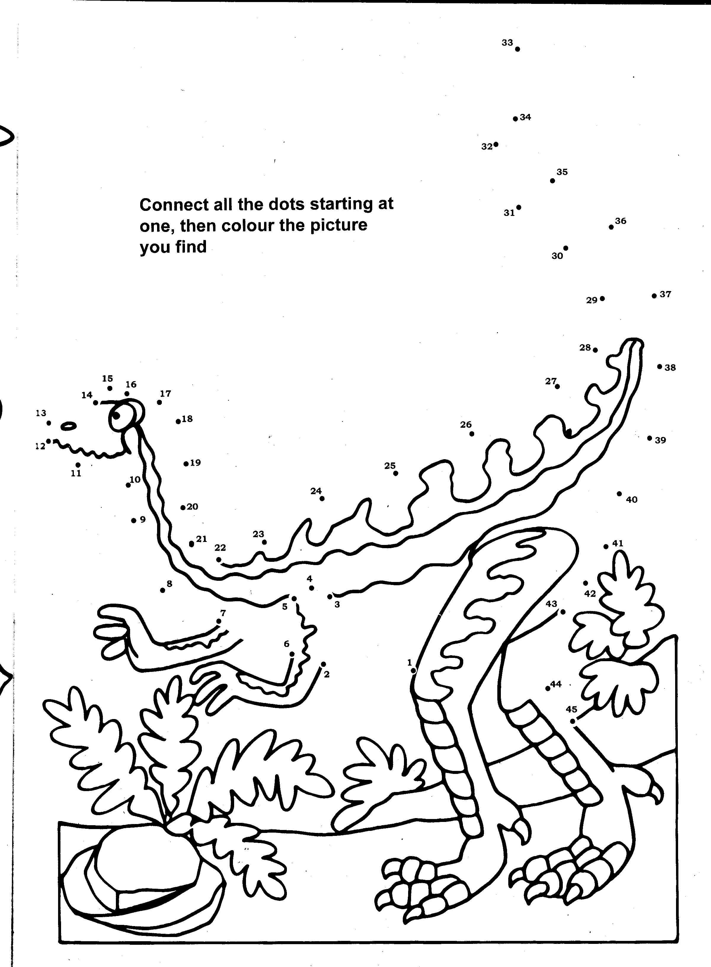 Coloriage d'un dinosaure en pleine activité dans son environnement préhistorique