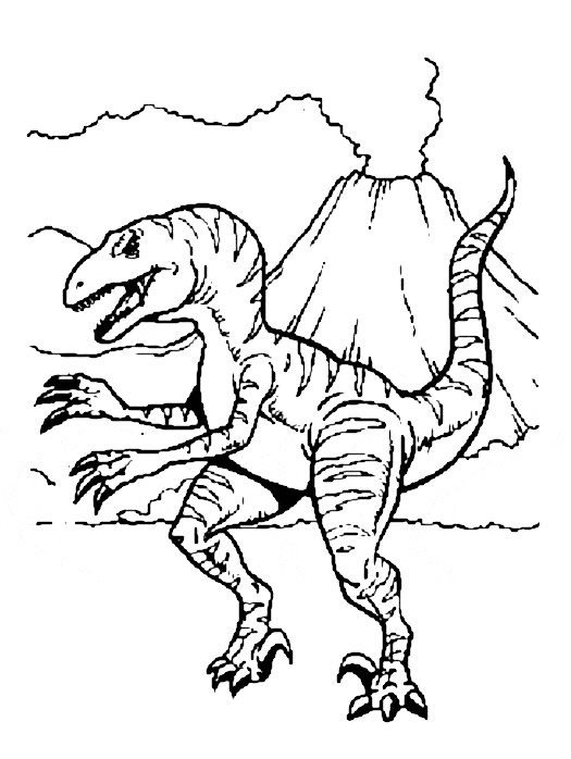 Un dinosaure joyeux au milieu d'une scène préhistorique