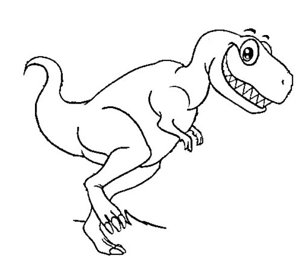 Un dinosaure souriant dans un paysage préhistorique