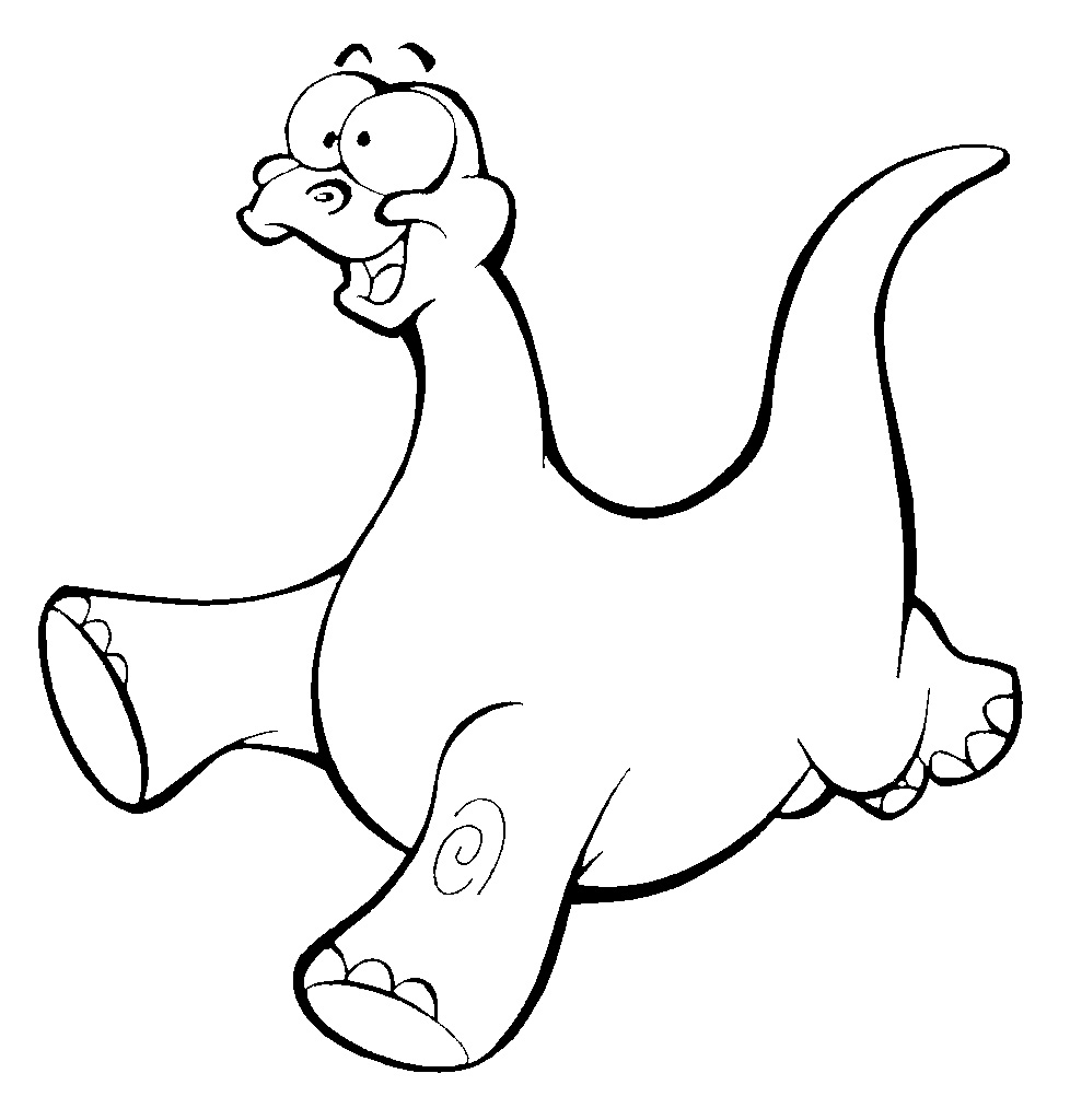 Un dinosaure joyeux jouant dans un paysage préhistorique