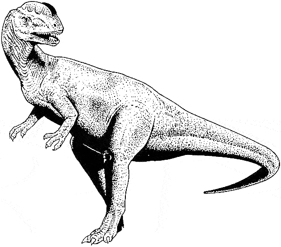 Coloriage d'un dinosaure dans la jungle préhistorique